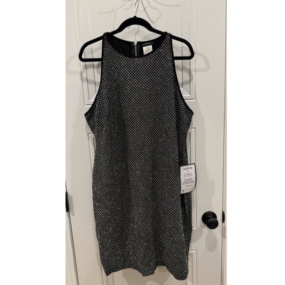NWT B. Darlin Sleeveless Black and Silver Glitter Dress - Picture 1 of 4